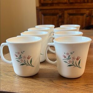 Corelle Corningware  Rosemarie Floral White Mug cup Set of 8